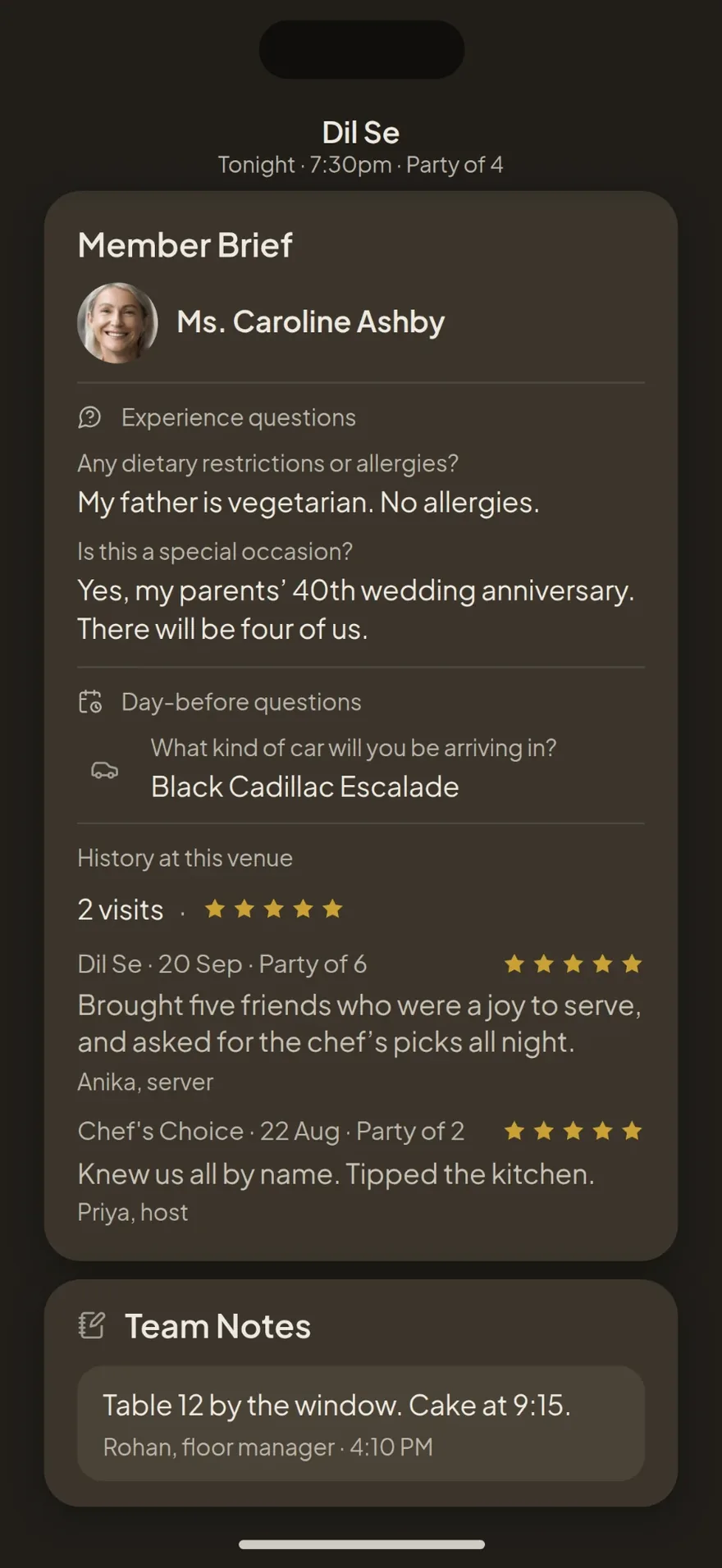 A member brief, as a partner sees it before the visit